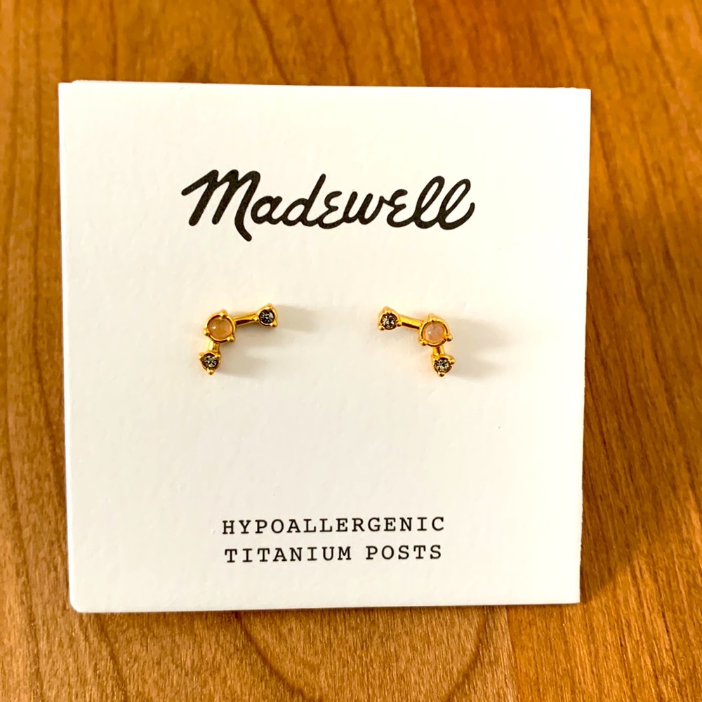NWT Madewell Gold Stone and Crystal Earrings